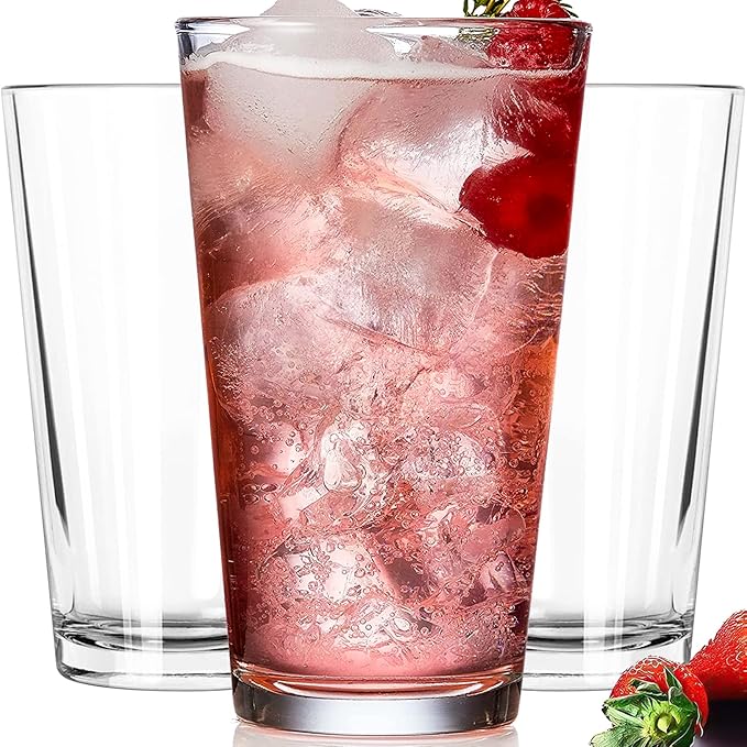 Drinking Glasses Set of 10 Highball Glass Cups 17oz. Dishwasher Safe Cocktail