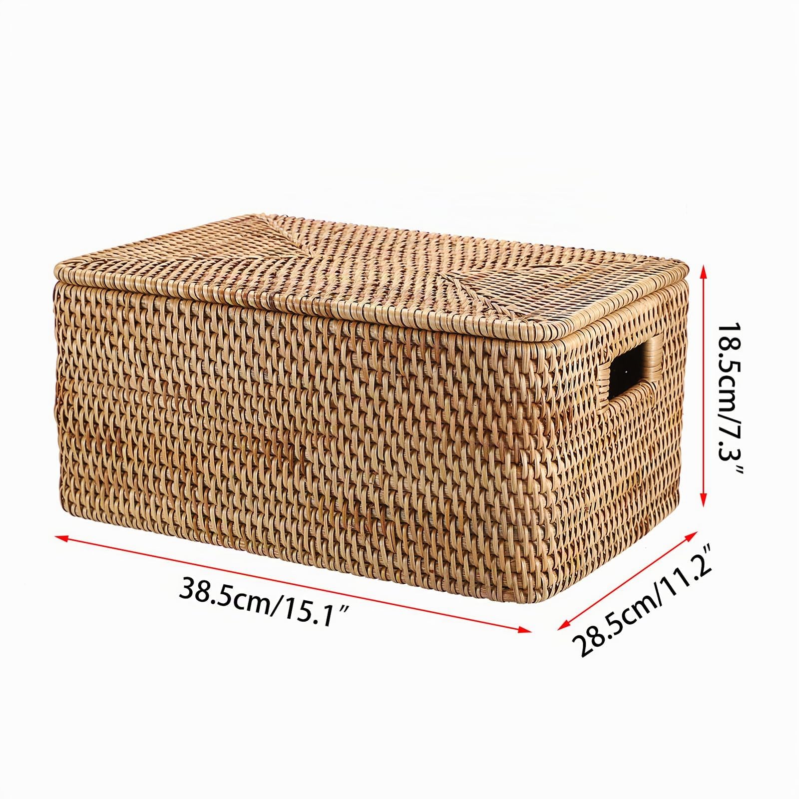 IGNPION Cesta de almacenamiento de ratán con tapa, cesta de almacenamiento decorativa de mimbre para estantes, caja de almacenamiento tejida para baño, armario y mesa, contenedor de almacenamiento
