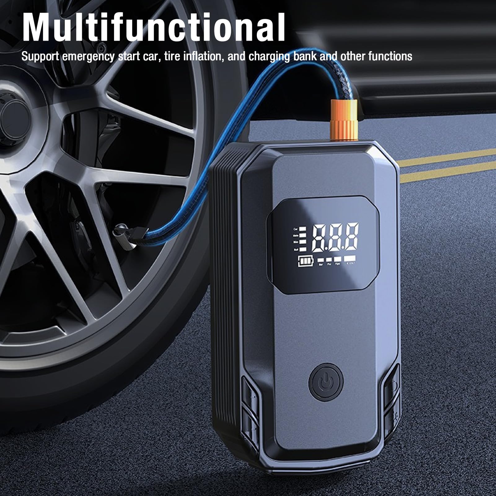 FLEXMAN Avviatore di Emergenza Portatile per Auto, Avviatore di Emergenza Multifunzionale da 12 V, Batteria Booster Pack da 90 W 150 PSI per Attività All'Aperto Ed Emergenze
