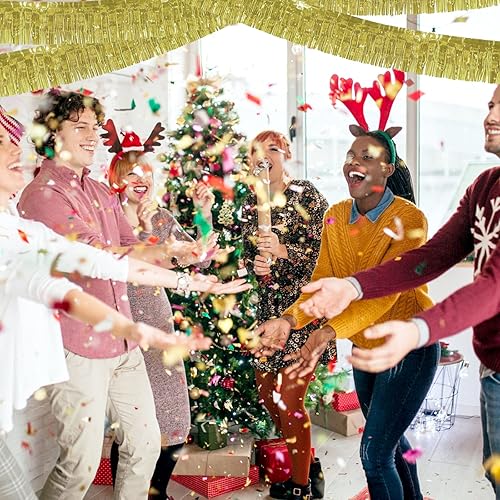 Miniatura 4 de Pack de 6 Guirnaldas de 10 Pies de Flecos de Aluminio con Oropel Metálico, Banderines para Colgar en la Pared, Telón de Fondo para Desfiles, Acción