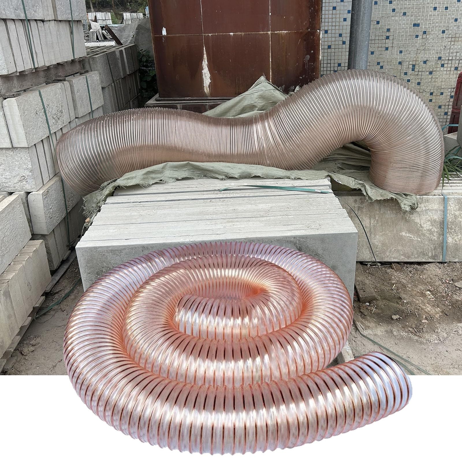 Tubo flessibile, Tubo aspirazione Tubo Flessibile Per Vuoto Per Aspirazione Della Polvere, Tubo Flessibile Per La Raccolta Della Polvere Per La Lavorazione Del Legno E Altro(L 5m(16.4ft),Dia 40MM (1.6