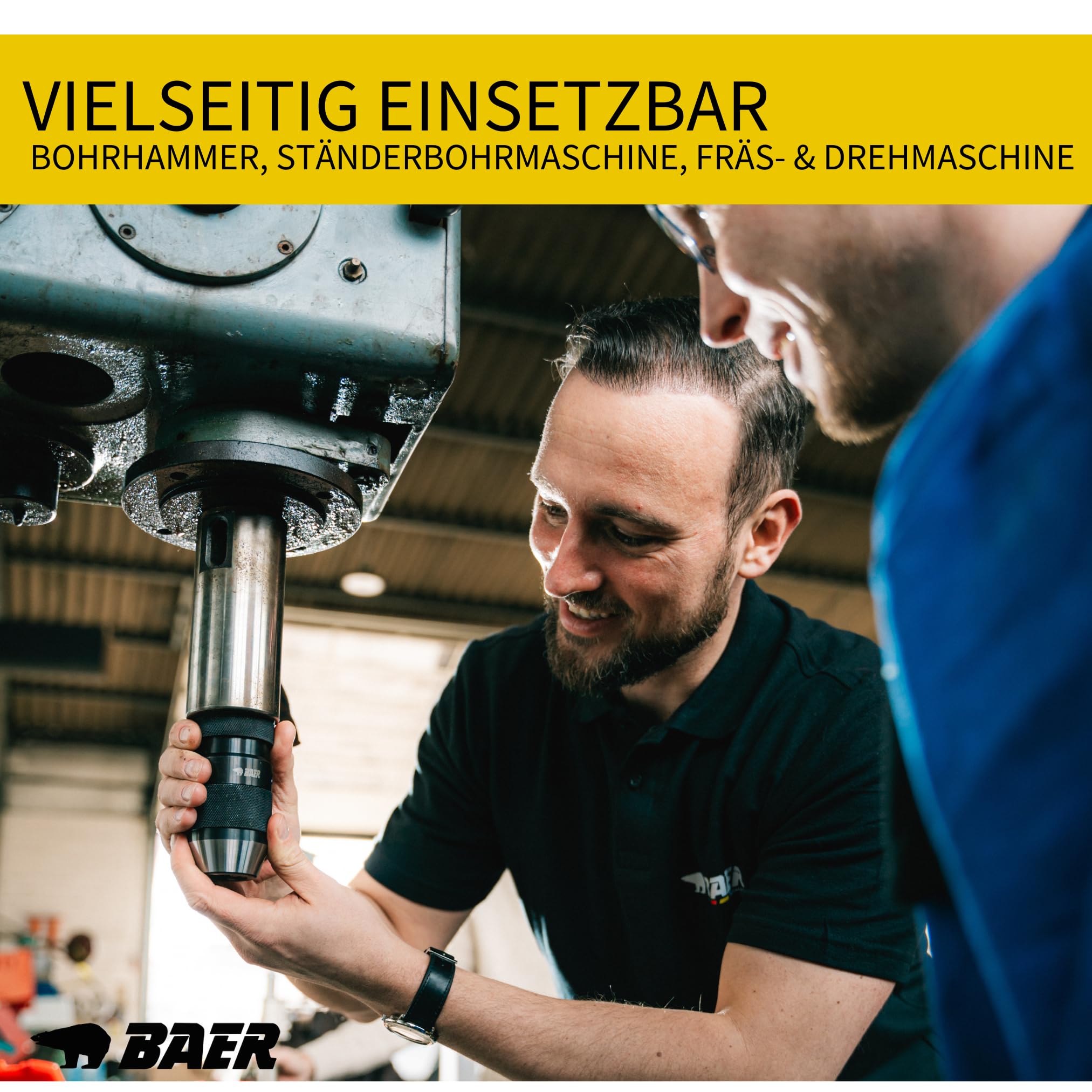 BAER Bohrfutter 0,2–16 mm, Präzisions-Schnellspannbohrfutter UNF 1/2 x 20 | Bohrfutter Rundlaufgenauigkeit 0,15 mm für Bohrhammer, Ständerbohrmaschine, Fräsmaschinen & Drehmaschinen - öffnen per Hand