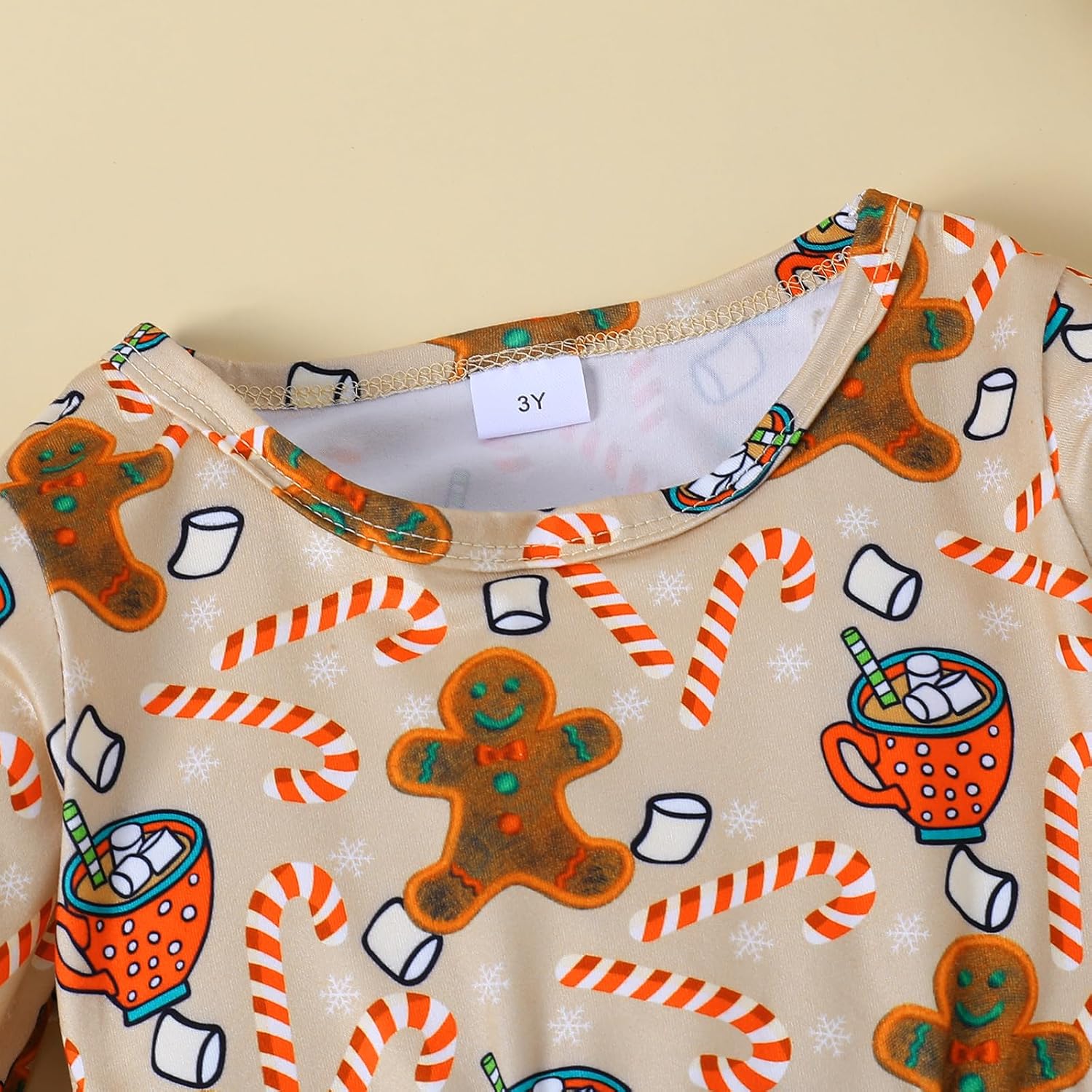 Little Girl Christmas Dress Ruffle Long Sleeve Santa Print Dress Kids Xmas Outfit - Image 4