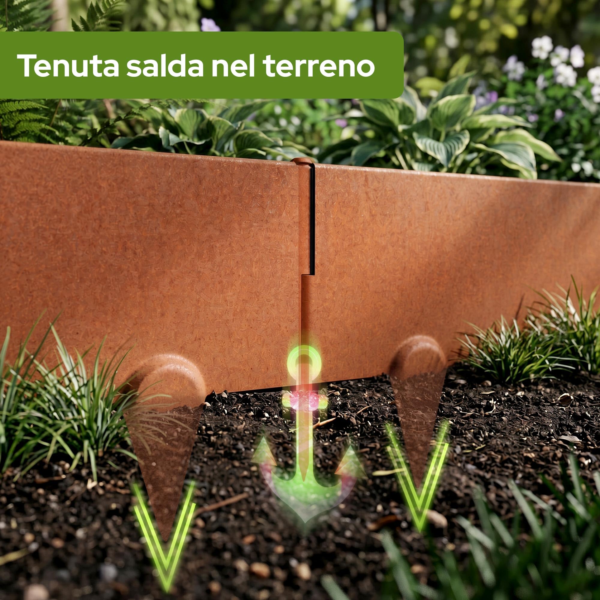 Arebos Bordura da Giardino in Acciaio Corten 15 m | Bordo Prato in Metallo & Delimitazione Aiuole | Flessibile e Modellabile | Resistente alle Intemperie