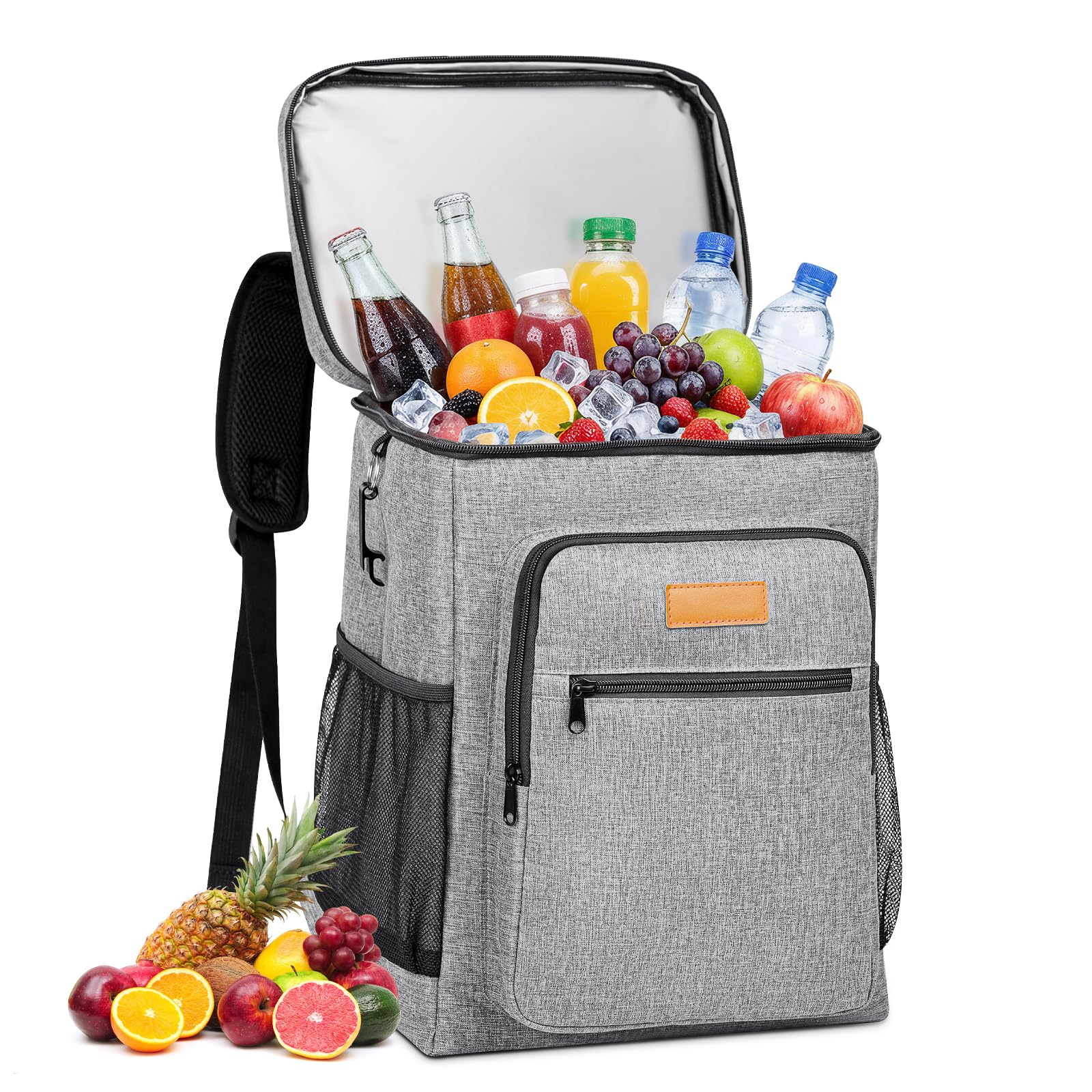 Zaino Termico Frigo 24L Borsa Termica Isoterma Impermeabile Grigio