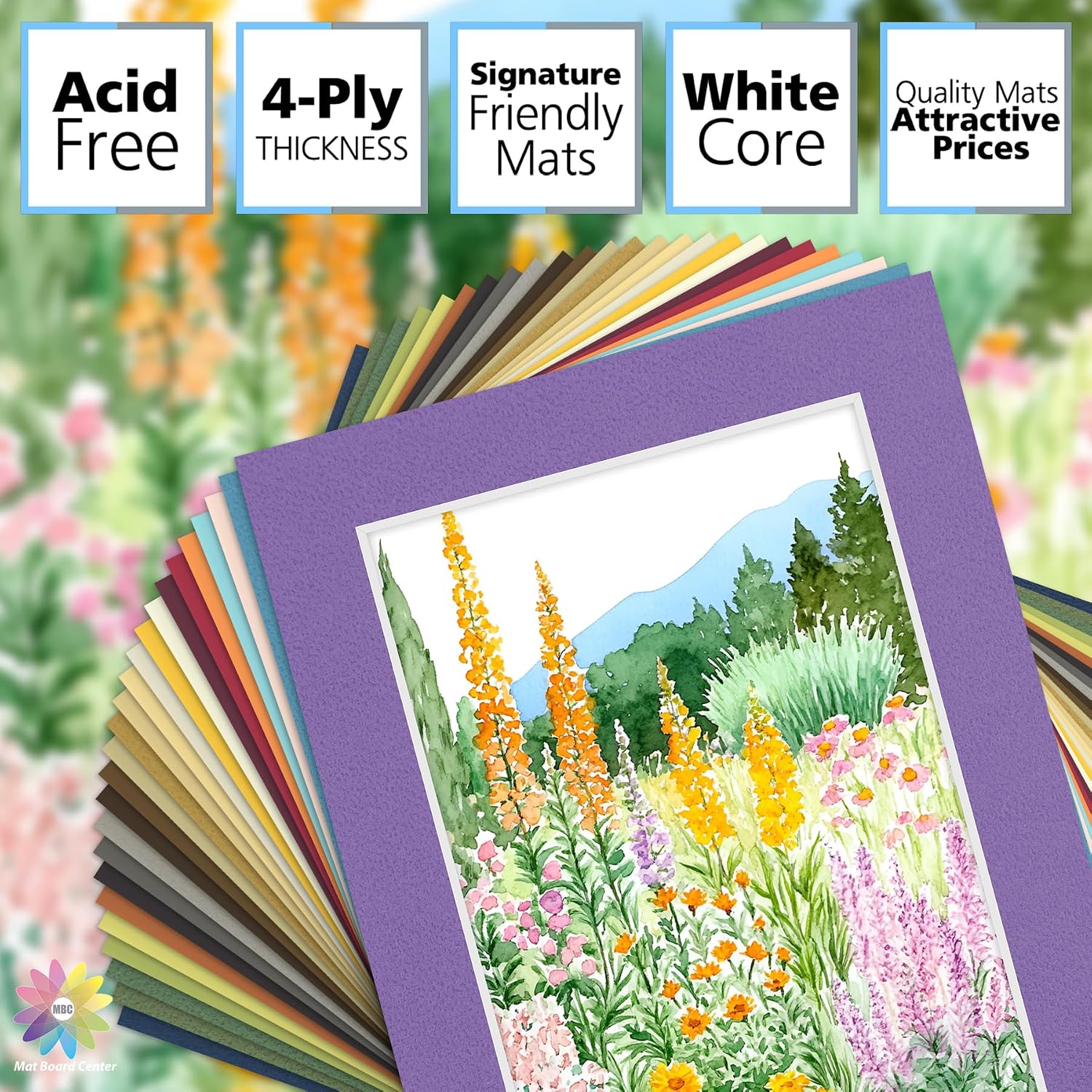 Mat Board Center 25 Pack 5x7 Picture Mat for 4x6 Photo Mixed Color