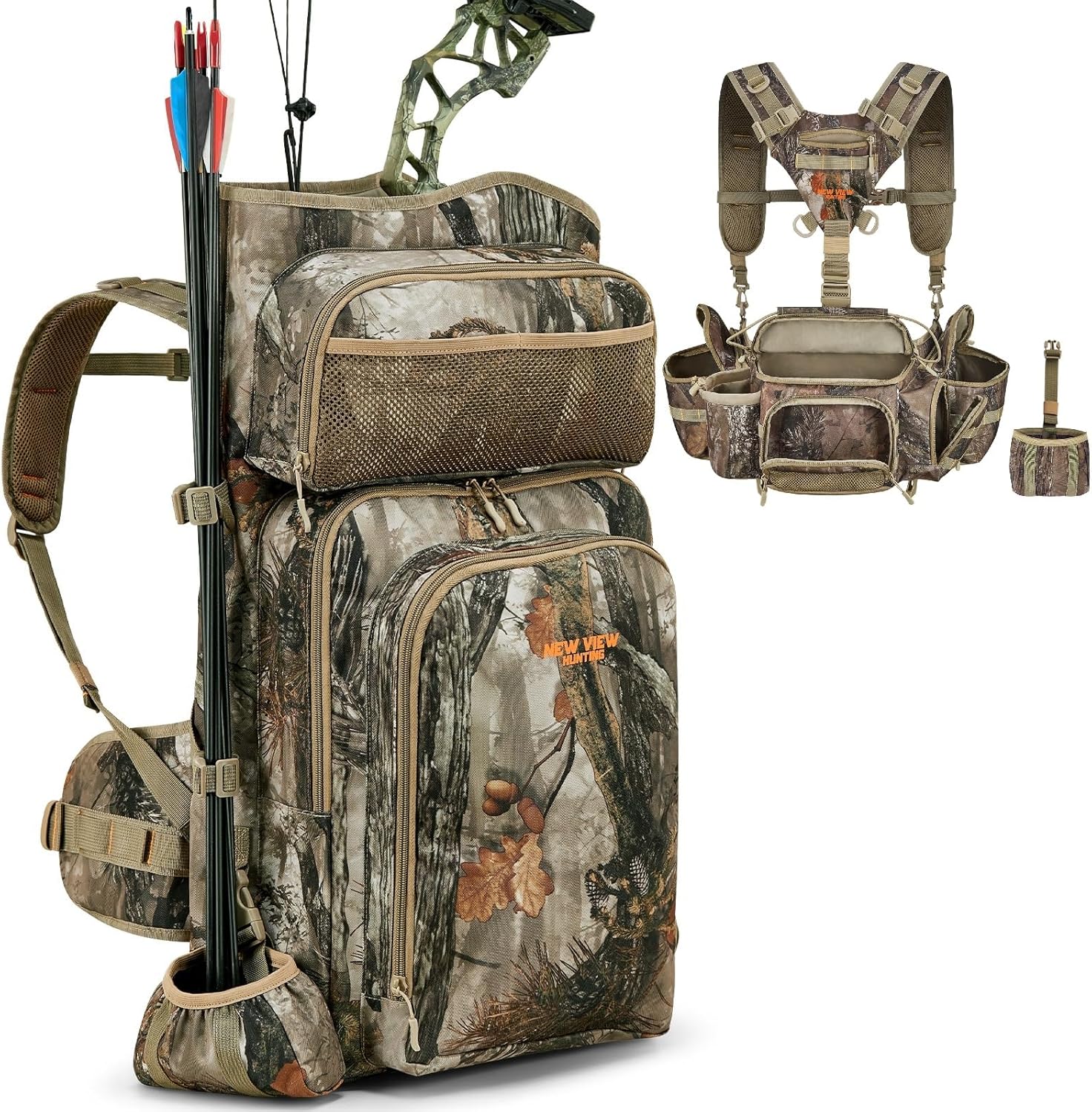 NEW VIEW Camo Bow Hunting Backpack & Hunting Fanny Waist Pack