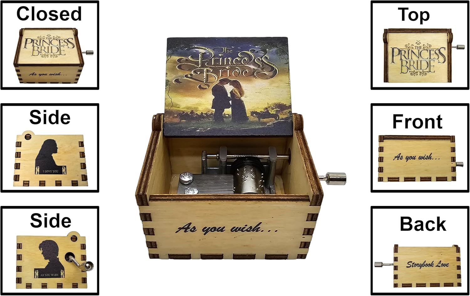 Black Bazaar The Princess Bride Music Box Storybook Love Theme 1987 Princess Buttercup Westley I Love You As You Wish - Image 2