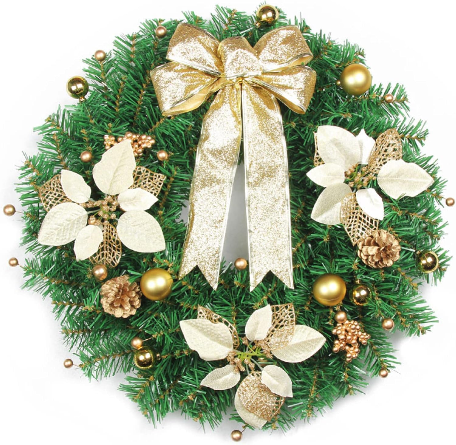 リース クリスマスリース 玄関ドア用 ナチュラル Ledライト付き リボン 50cm 松笠 ベリー クリスマス 玄関ドア 大人 おしゃれ 壁掛け リビング 職場フロア 店舗 クリスマス飾り デコレーション ショーウィンドー ドアチャーム ゴールド 造花 最大50 オフ