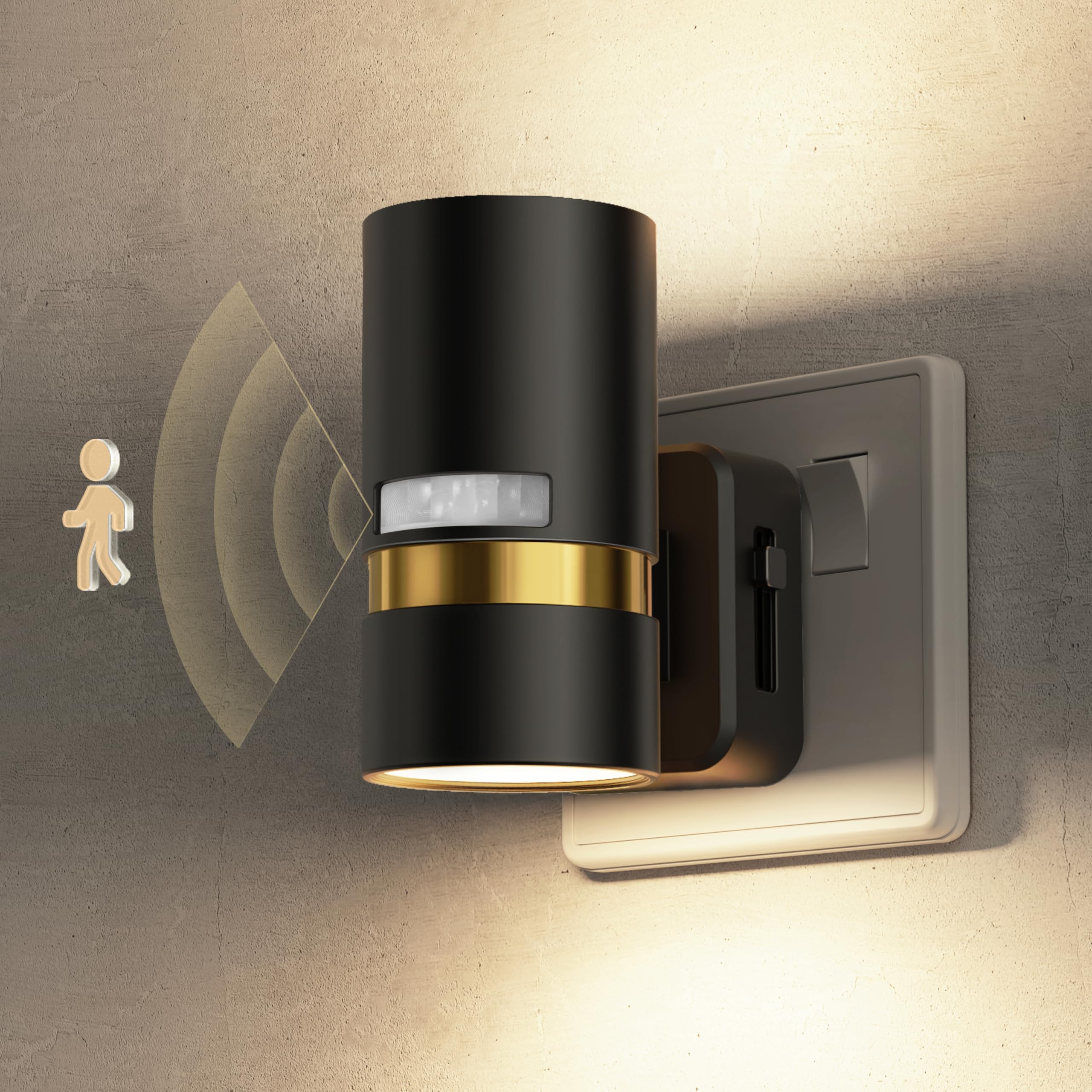 LOHAS-LED Motion Sensor Night Light, Plug in Night Light, 0-100LM Dimmable Night Light Plug in Wall, 3000K Warm White