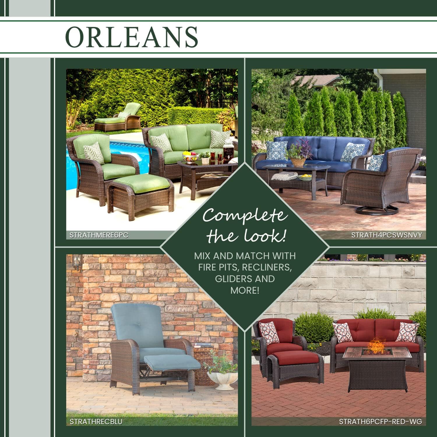 Hanover Orleans 3-Piece Patio Conversation Set with 2 Gray Wicker Swivel Rockers, Heather Gray Cushions, and Glass Top Square Table, Outdoor Bistro Set 3-Piece