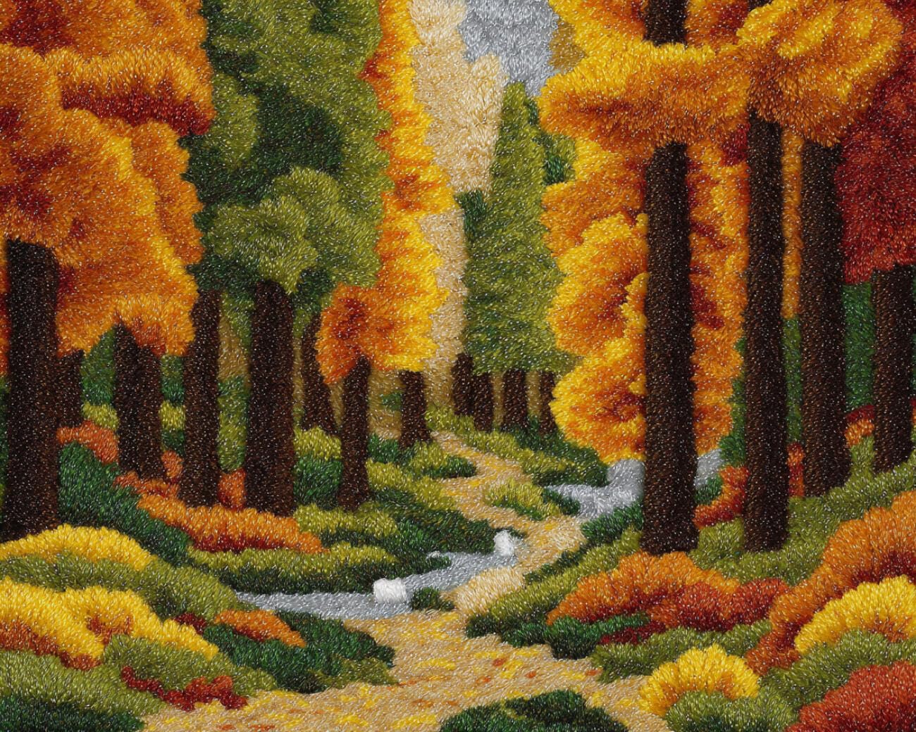 AMBATTERY Latch Hook Tapestry Kit Forests Stream 90x120cm