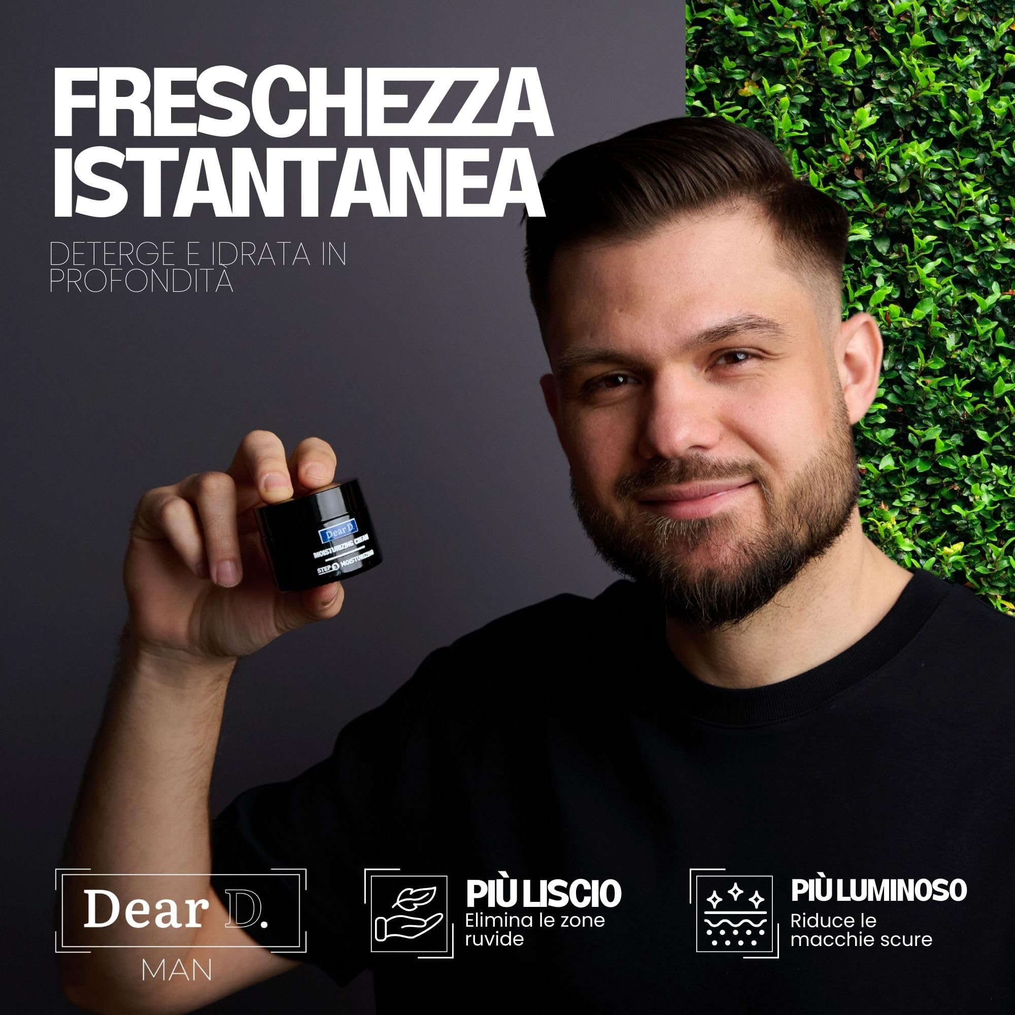 Dear D Box Kit Skincare Per Il Viso Superior | 4 Step Routine Completa Con Face Wash, Scrub Viso, Crema Idratante, Crema Contorno Occhi | Set creme uomo Made In Italy