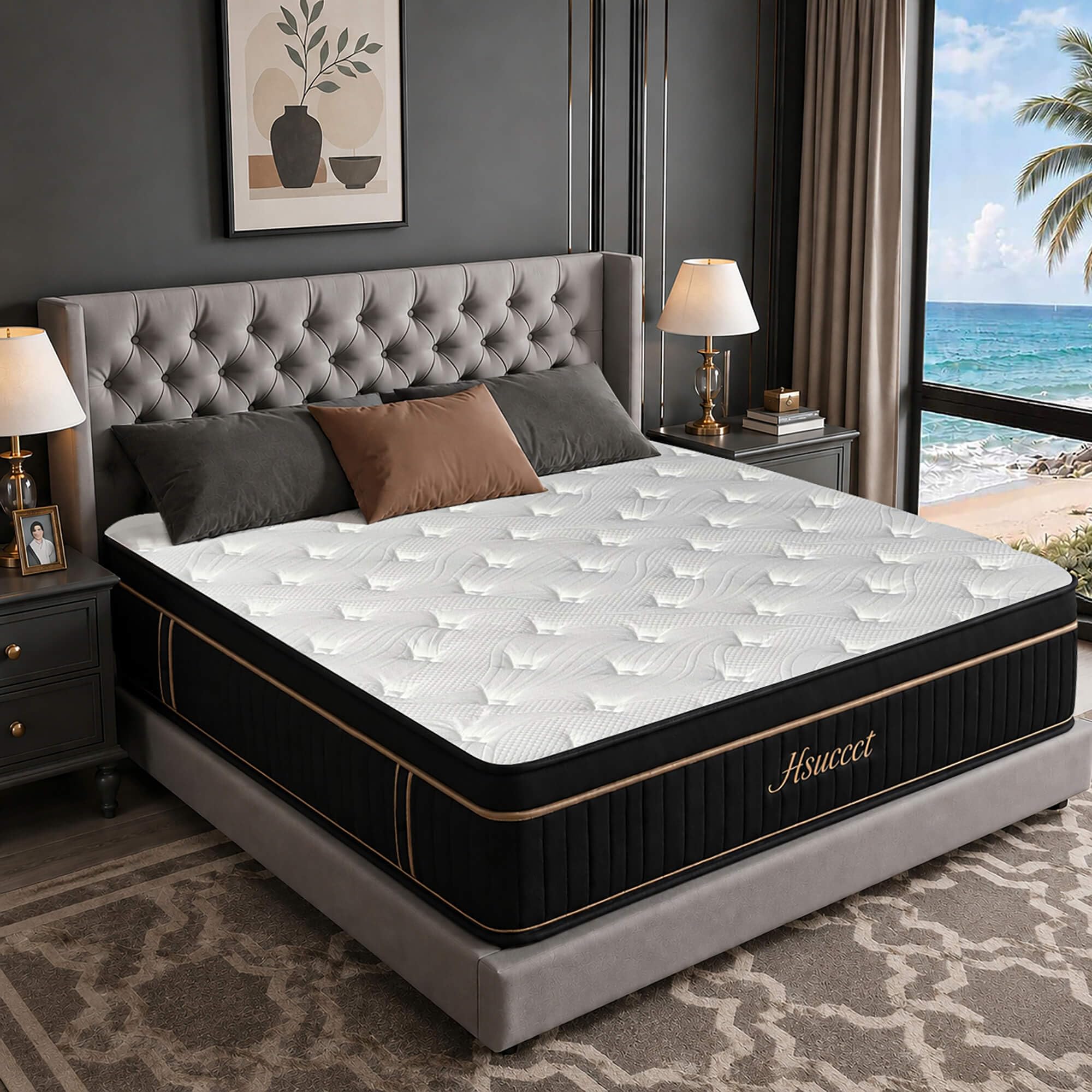 Photo 1 of HSUCCCT Twin Mattress 10 Inch, Twin Size Hybrid Mattress in a Box, Medium Firm Cooling Memory Foam Bed Mattresses with Individual Pocket Springs, Breathable, F?b?rg??ss-Fr??, CertiPUR-US, 75" x 39"