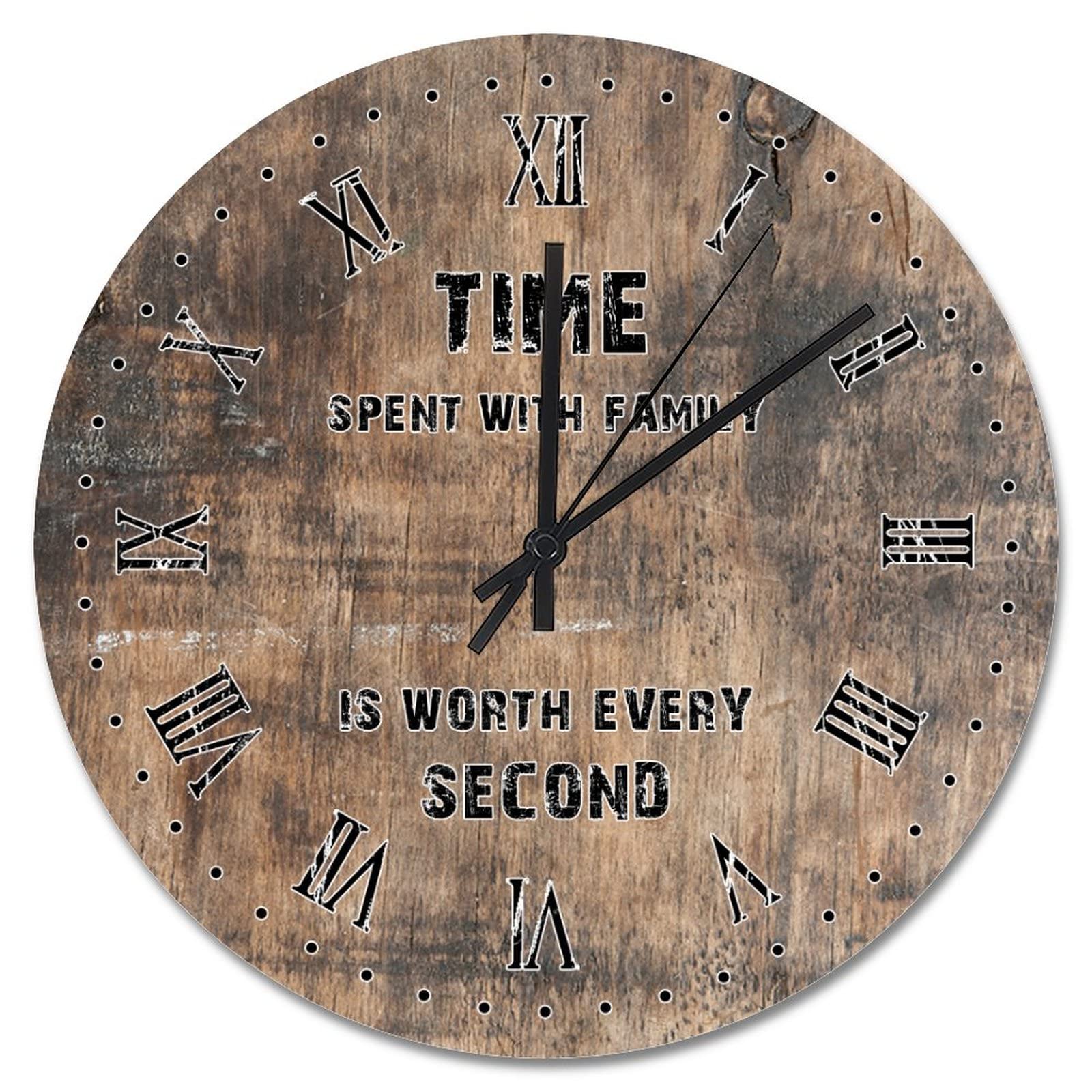Horloge murale vintage grain de bois pour décoration de salon et cuisine