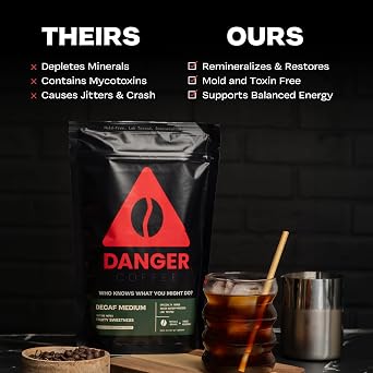 Danger Coffee Decaf Whole Bean by Dave Asprey | Medium Roast | 10.9 oz