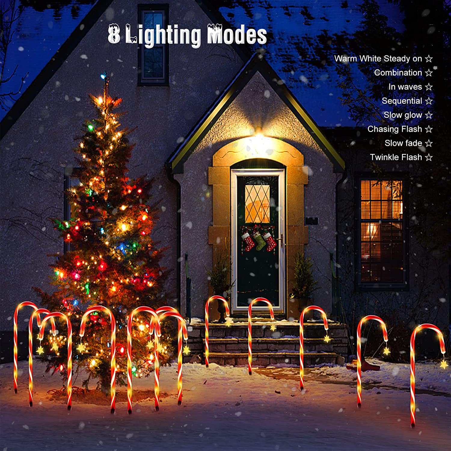 Amazon.co.jp: クリスマスライト キャンディースティック ソーラー