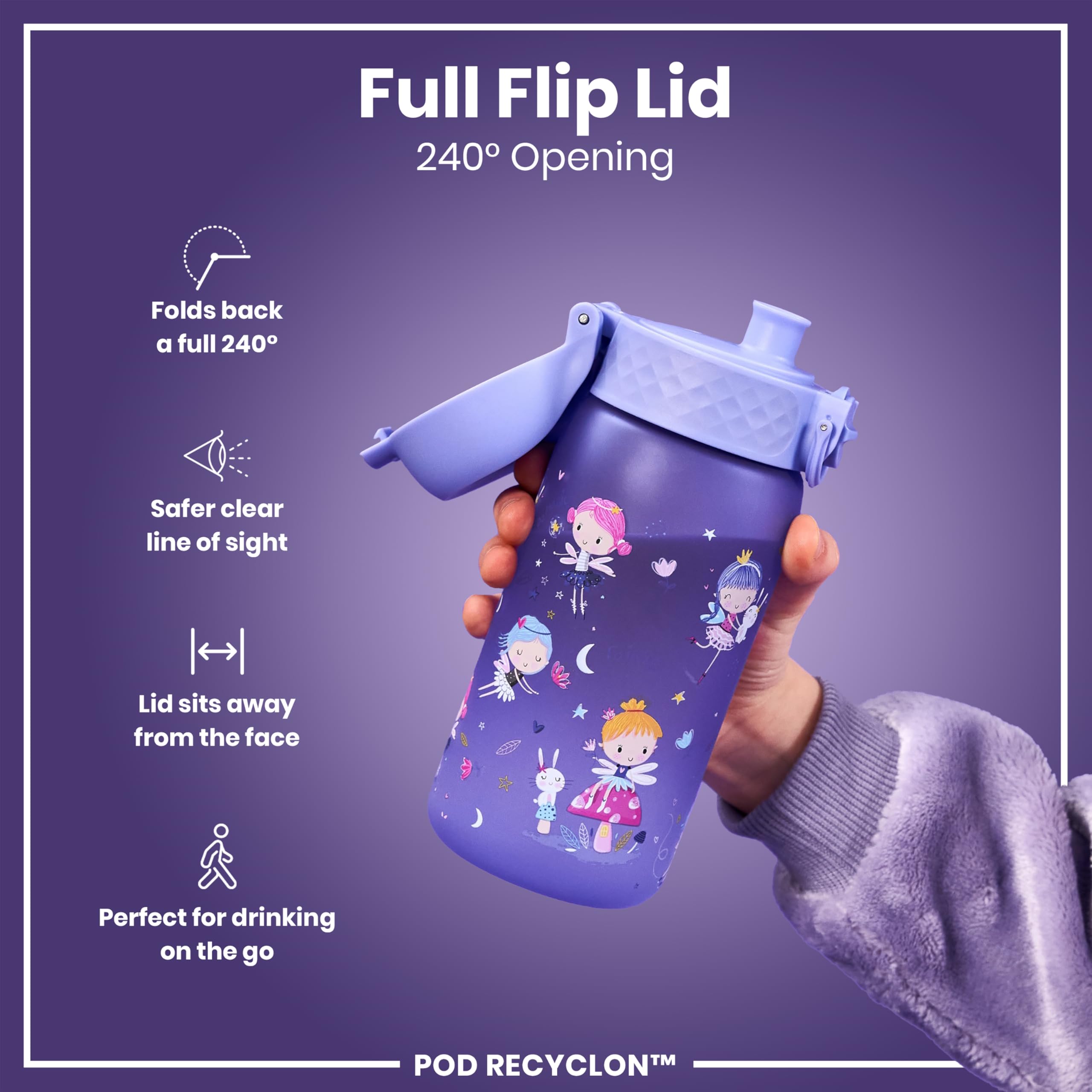 Ion8 Kids Water Bottles, 350ml/12oz, BPA Free, Leakproof, Dishwasher Safe, Easy Open, Secure Lock - Image 4