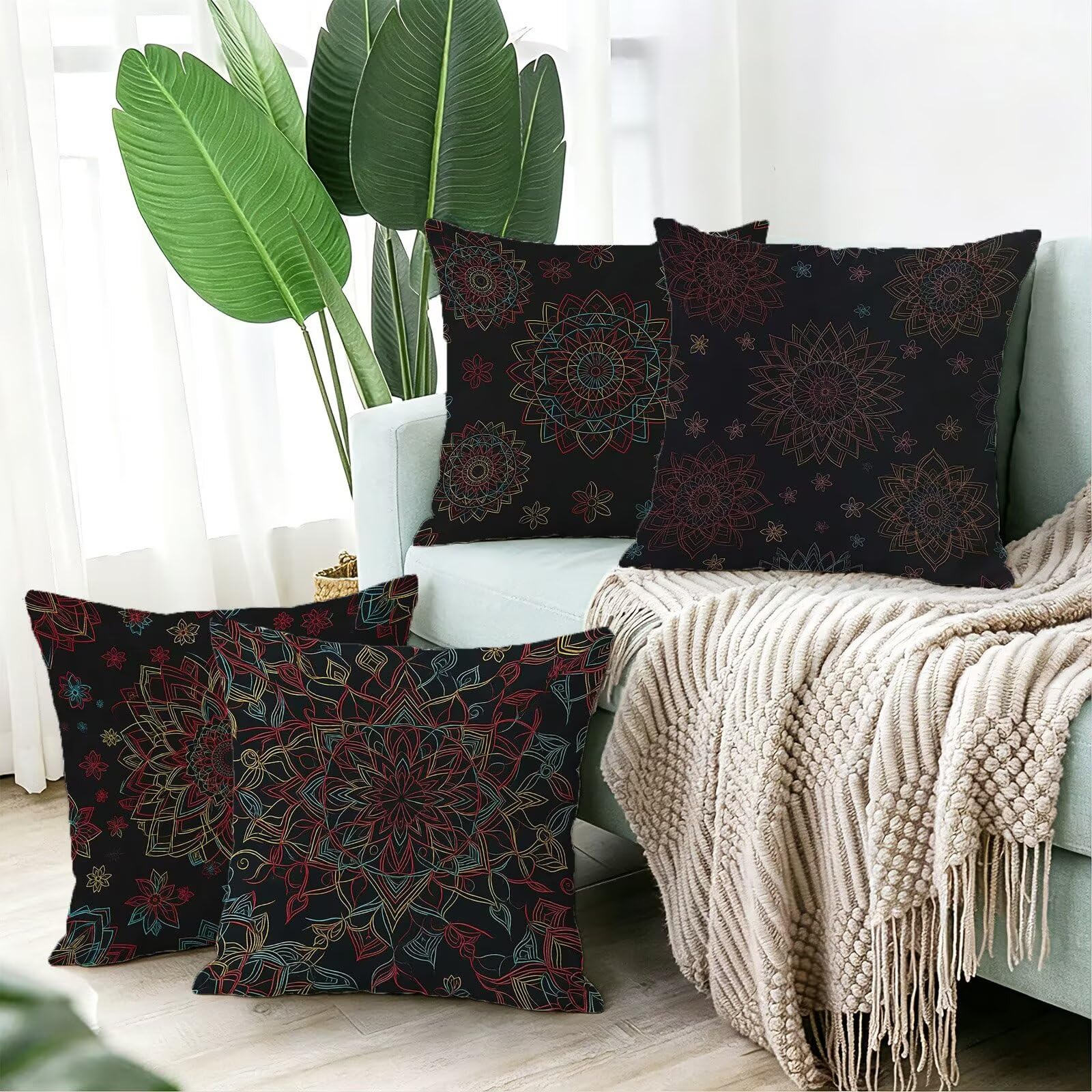 Cojines Exterior Vistoso Funda Almohada 45x45cm Juego de 4, Cod-538