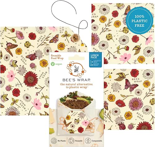 Bee's Wrap Vegan Beeswax Wraps for Food - 3 Pack