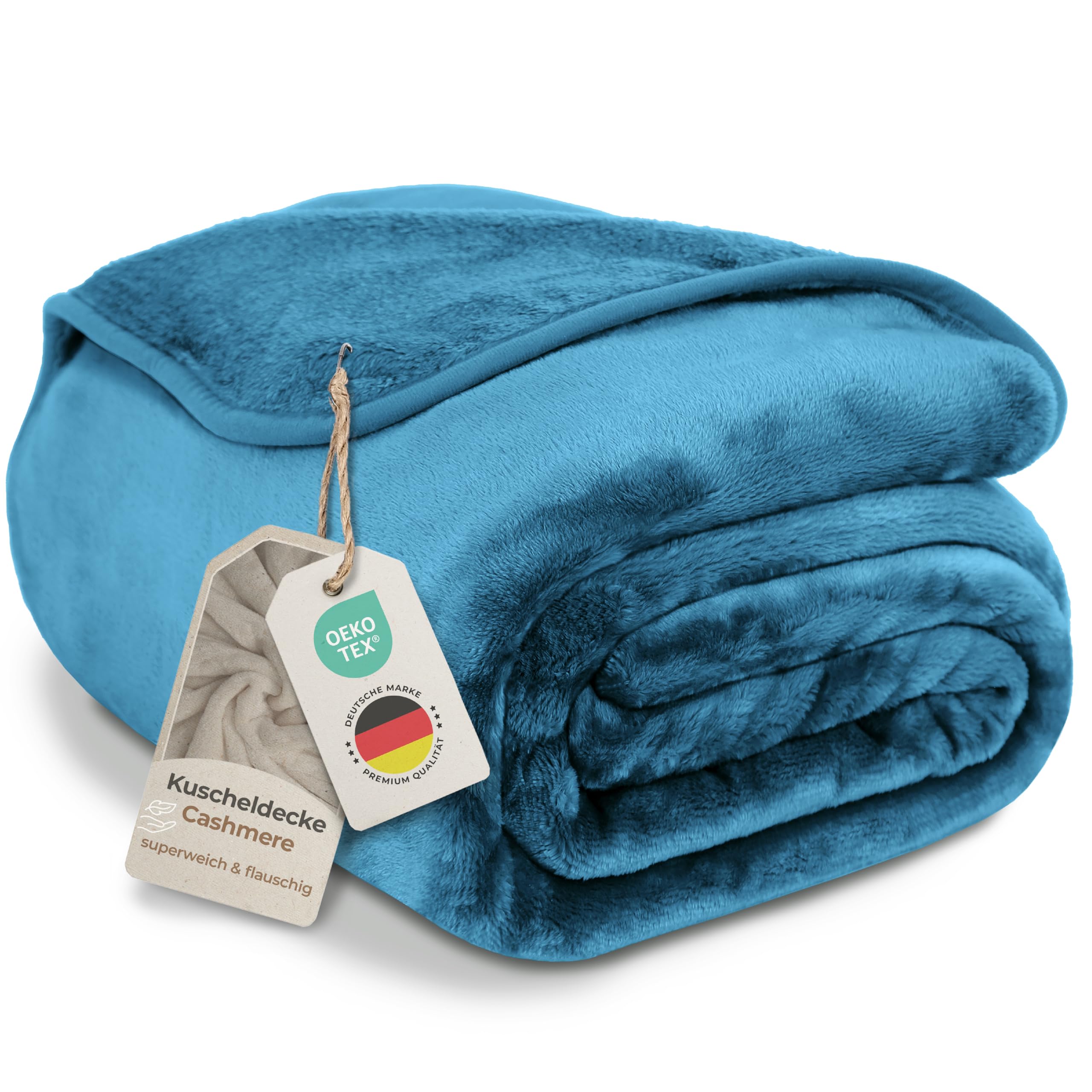 Gräfenstayn® Kuscheldecke Cashmere-Feeling - super weich & flauschig - Dicke & warme Fleecedecke - kuschelige Sofadecke, Wohndecke & Tagesdecke - Überwurf Decke Sofa, Couch (Türkis-Blau, 150x200 cm)