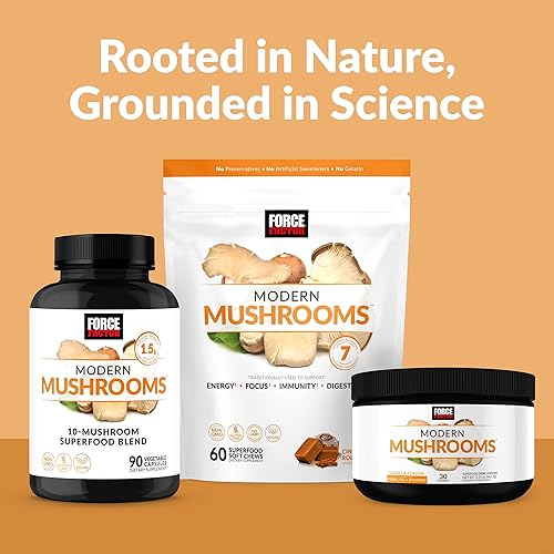 Miniatura 7 de Force Factor Cápsulas de hongos modernos suplemento de hongos para apoyar la energía el enfoque la inmunidad y la digestión con Cordyceps cola de