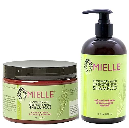 Rosemary Mint Strengthening Hair Masque & Rosemary Mint Strengthening Shampoo by Mielle Organics