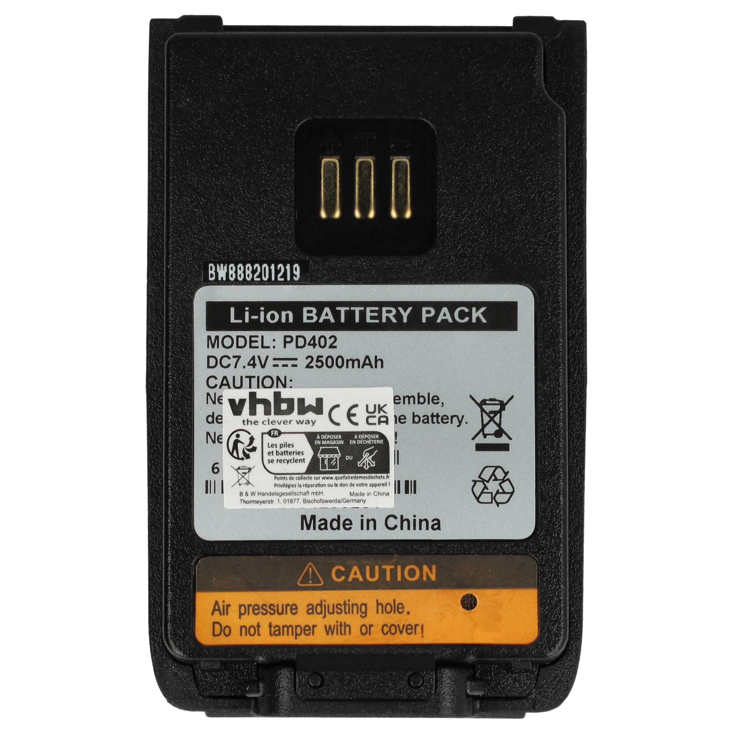 vhbw Bateria kompatybilna z Hytera PD682G, seria PD6, PD686, krótkofalówka, Walkie Talkie (2500 mAh, 7,2 V, litowo-jonowa)
