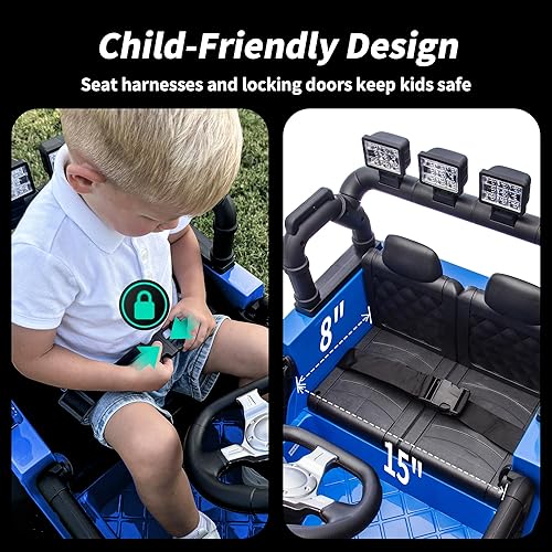 Miniatura 4 de 4WD Kids Ride on Car Truck, 12V 7Ah Vehículos eléctricos para niños, juguete para niños pequeños con control remoto, color azul