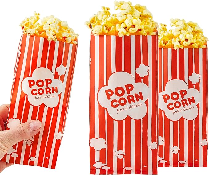 1 oz Paper Popcorn Bags Bulk (500 Pack) Small Red & White