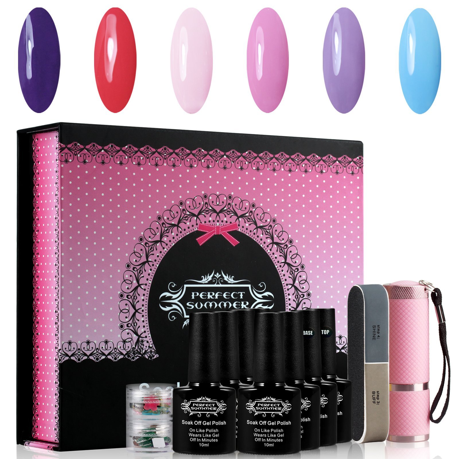 Gel Nail Polish Chameleon Colors UV LED Soak Off Nail Lacquers, 5PCS Chameloen Colors + 1PCS Black Color, 10ml Each (Set #01)