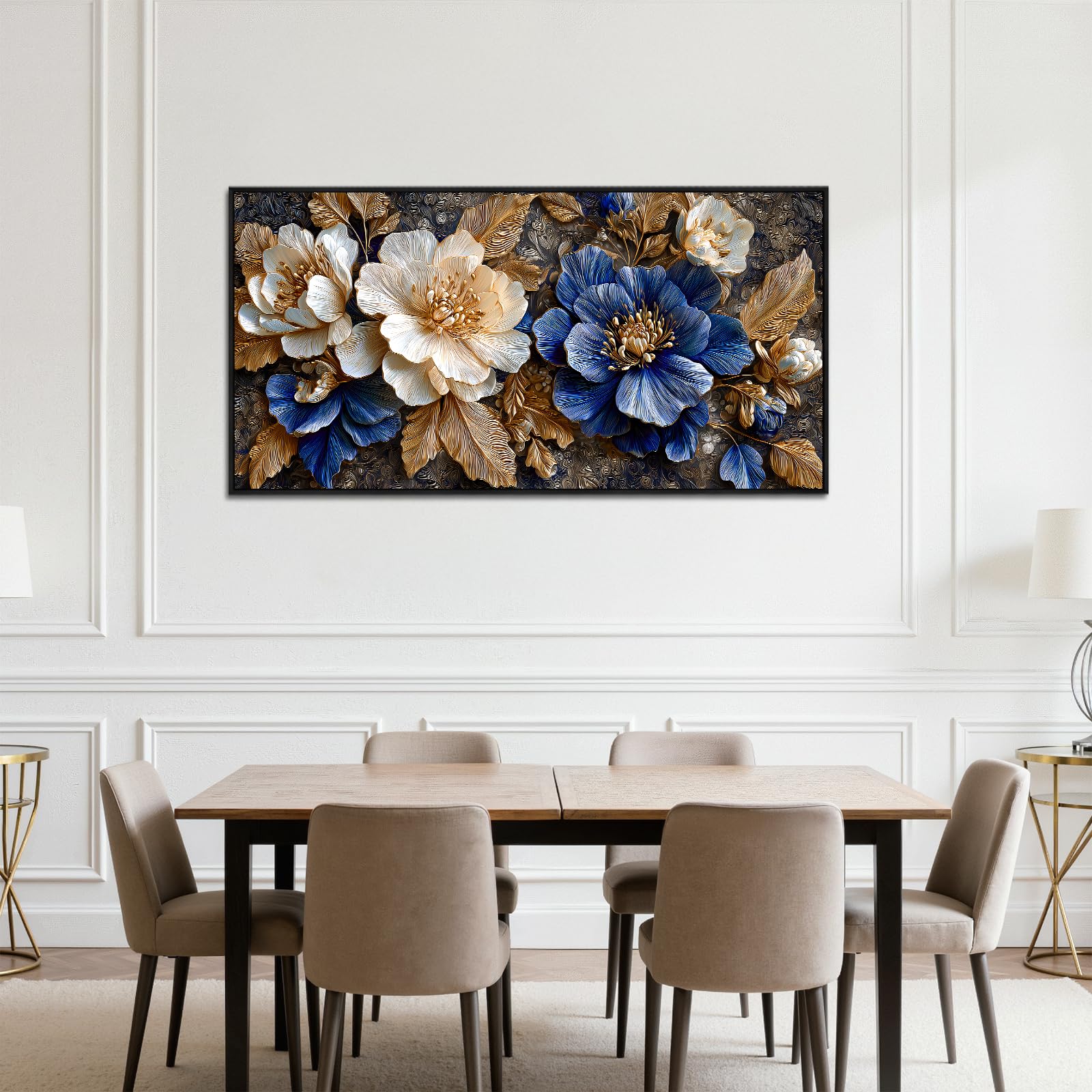 SERIMINO Wandbilder Wohnzimmer Groß, Vintage Blume Leinwand Bilder mit Rahmen, Aesthetic Botanische GemäLde, Modern Natürliche Wanddekoration für Flur Schlafzimmer Esszimmer Büro Lobby 60x120 cm