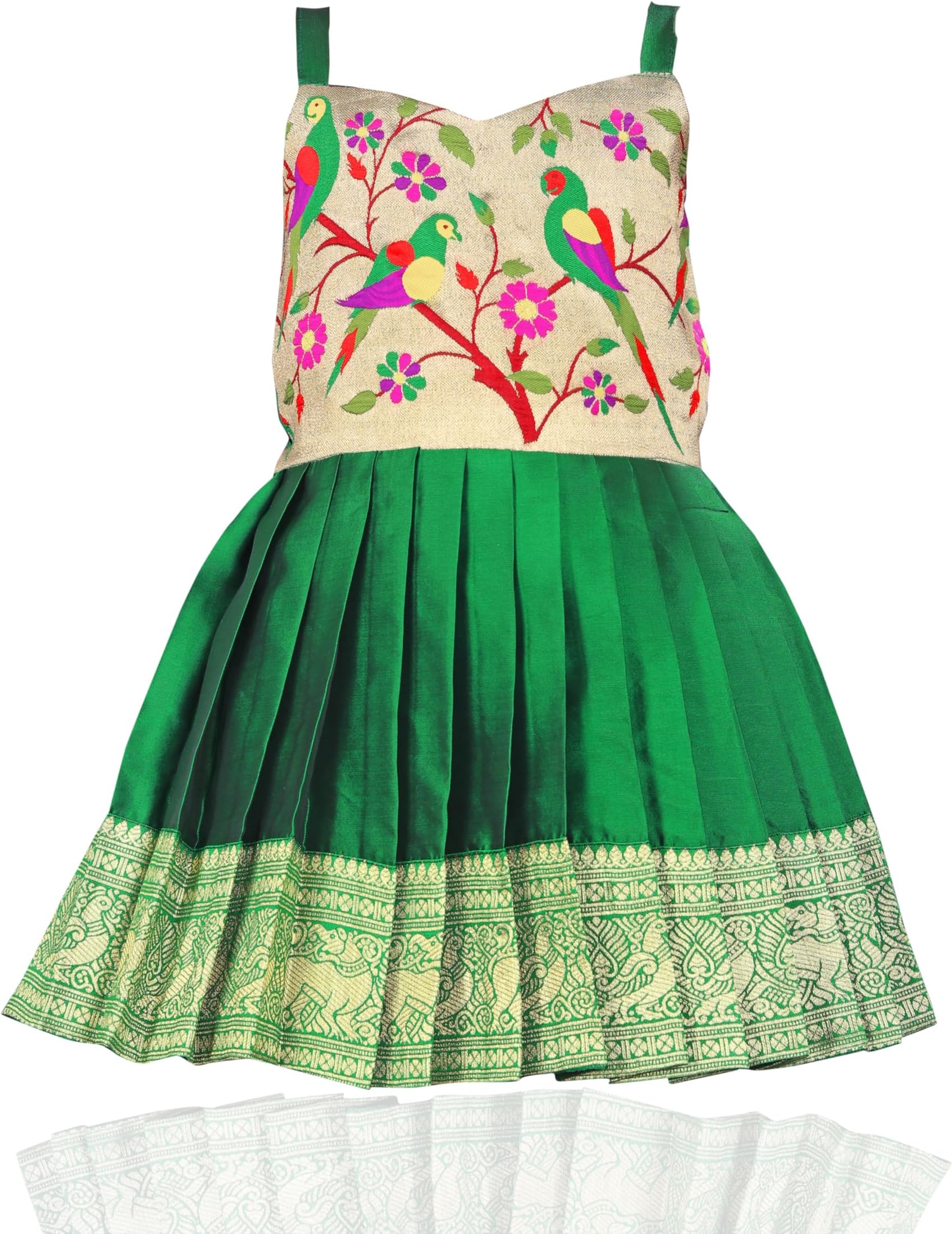 South Indian Traditional Pattu Pavadai Tapeta Silk Frock Dress for Baby Girls