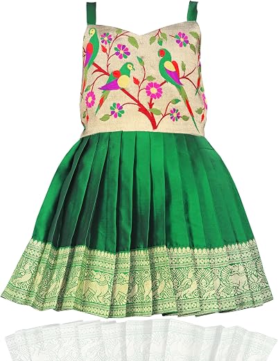 South Indian Traditional Pattu Pavadai Tapeta Silk Frock Dress for Baby Girls