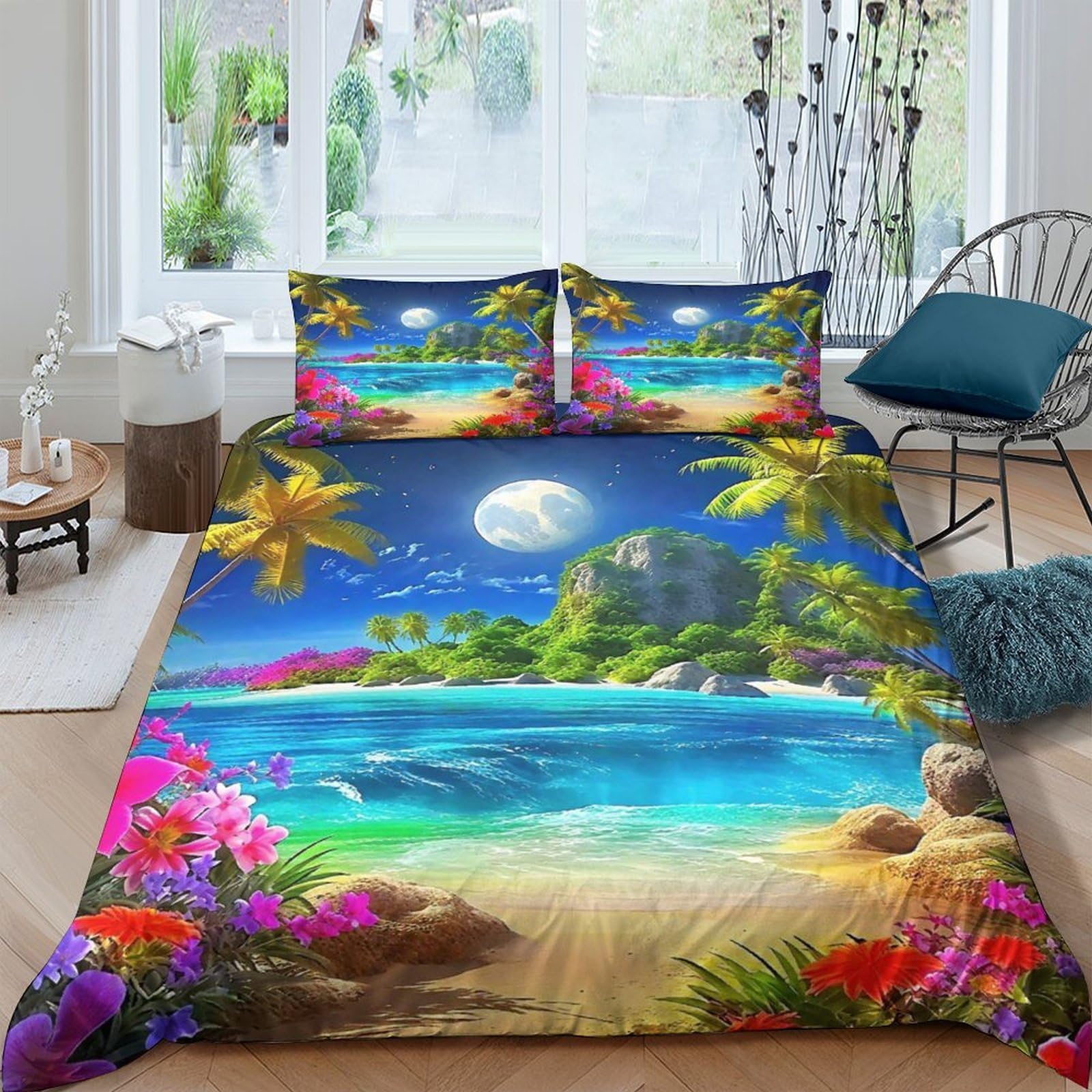 Housse de couette 3D ocean fermeture éclair pratique fini la couette qui glisse
