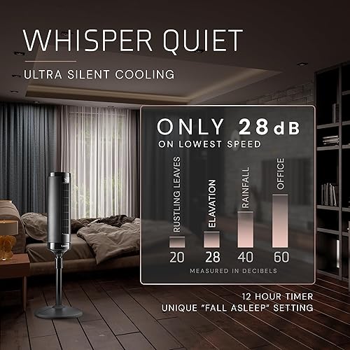 Miniatura 4 de LASKO Ventilador de torre ajustable de elevación de 42 a 54 pulgadas, ventilador de pedestal, flujo de aire de 31 piess, silencioso 28 dB,