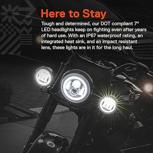 Miniatura 22 de Faro LED CREE de 7 pulgadas para Harley Davidson [acabado negro] [Halo DRL] [4500 lúmenes] [H4 convertidores «Plug and Play»] [bus CAN] Touring Dyna