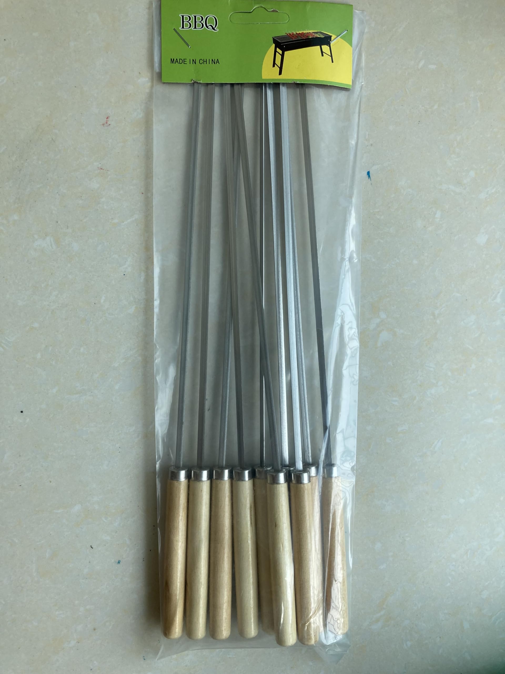 10PCS Stainless Steel ?13 inch BBQ SkewerS ? with Wood Handle for BBQ Camping Cookware Campfire Grill Cooking