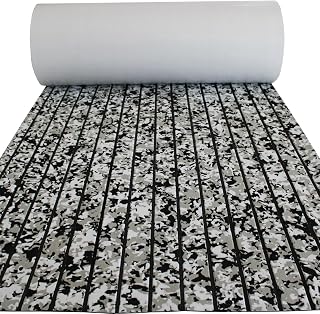 Boat Flooring Mat EVA Foam Boat Decking Marine Carpet Faux Teak Sea Decking Sheet Non-Slip Self-Adhesive Flooring Material for Pontoon Yacht Surfboard Swim Platform RV Floor 94" x 35"