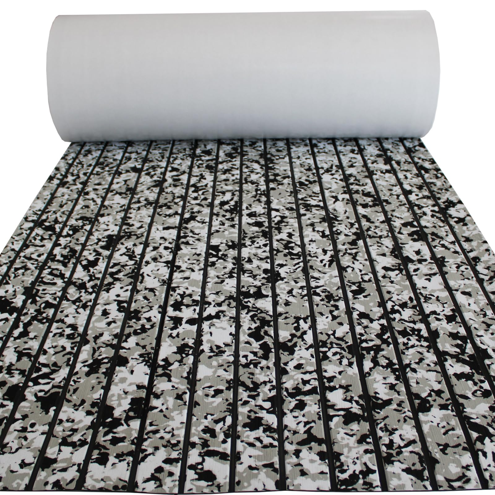 Boat Flooring Mat EVA Foam Boat Decking Marine Carpet Faux Teak Sea Decking Sheet Non-Slip Self-Adhesive Flooring Material for Pontoon Yacht Surfboard Swim Platform RV Floor 94" x 35"