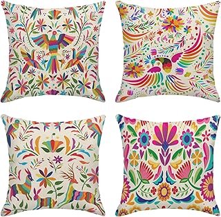 Sanwarm Throw Pillow Covers Home Decor Set of 4 Pillow Cases Decorative 18 x 18 Inches Cushion Couch Sofa Pillowcases Mexi...
