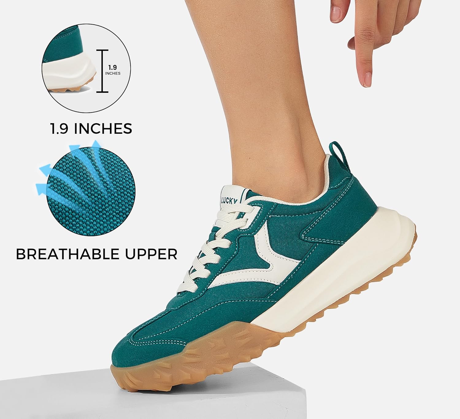 LUCKY STEP Women's Platform Tennis Walking Shoe Retro Chunky Casual Breathable Durable Deluxe Fashion Skate Sneaker - Image 5