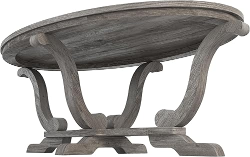 Miniatura 11 de 247 Shop at Home Jone Farmhouse - Mesa auxiliar ovalada con pedestal de madera de 48 pulgadas para sala, sala de recepción, oficina en casa,