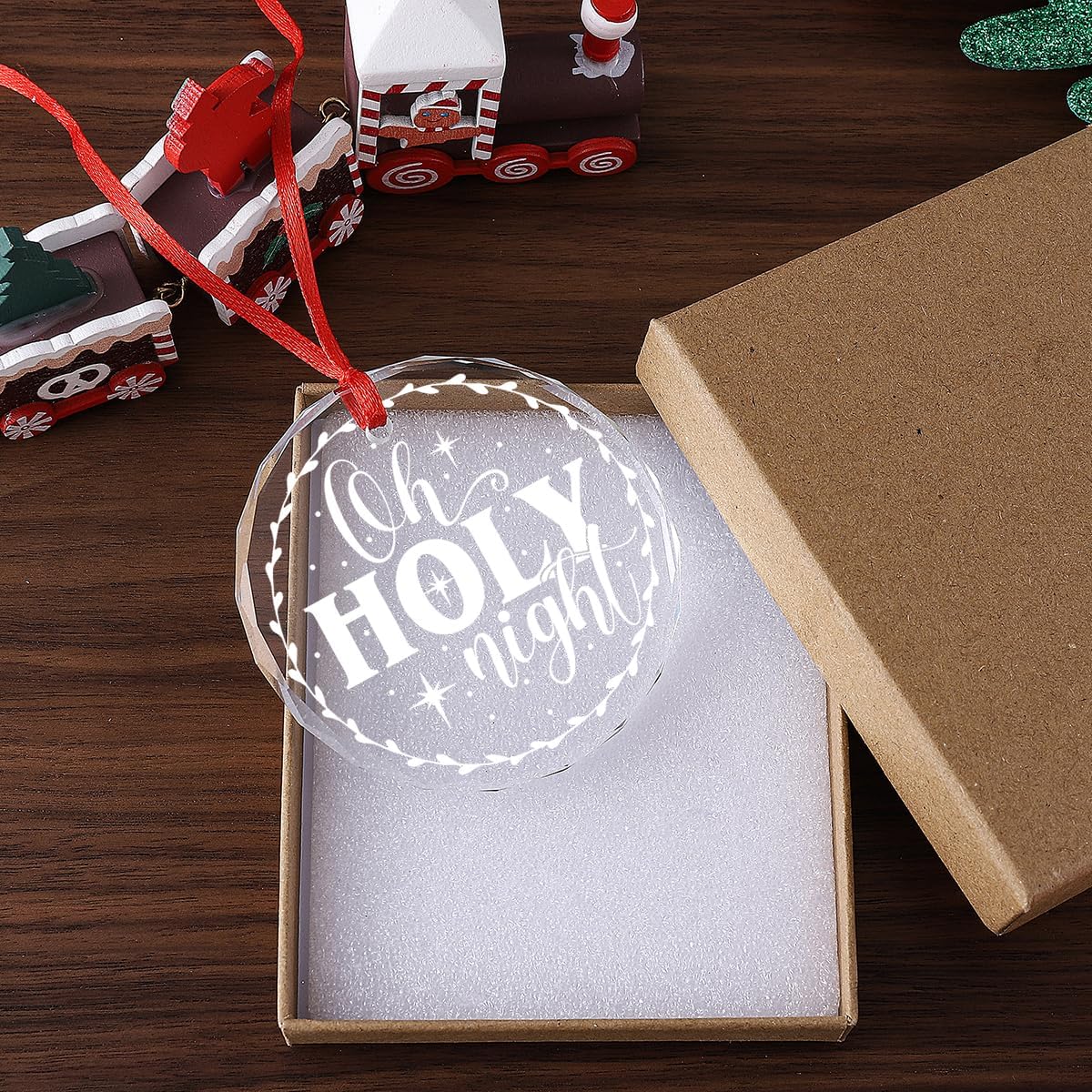 Oh Holy Night Round Christmas Ornament Christmas Tree Decoration Glass Ornament Xmas Gift - Image 3