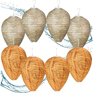 8Pcs Waterproof Wasp Nest, Eco Friendly Hanging Wasp Repellent Deterrents Fake Cloth Wasp Nest Non-Toxic Bee Deterrent for Home and Garden Yard Outdoors