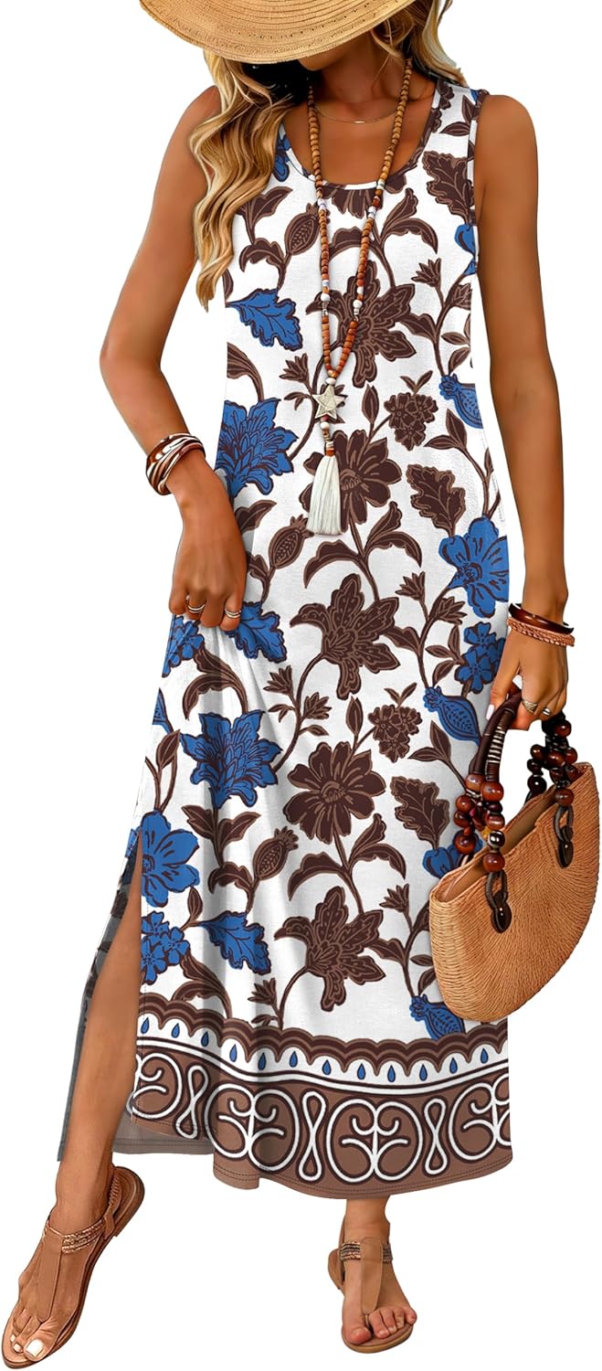 WIHOLL Maxi Dress Summer Dresses 2026 Beach Vacation Clothes Sleeveless Sundresses with Pockets Boho S-3XL - Image 2