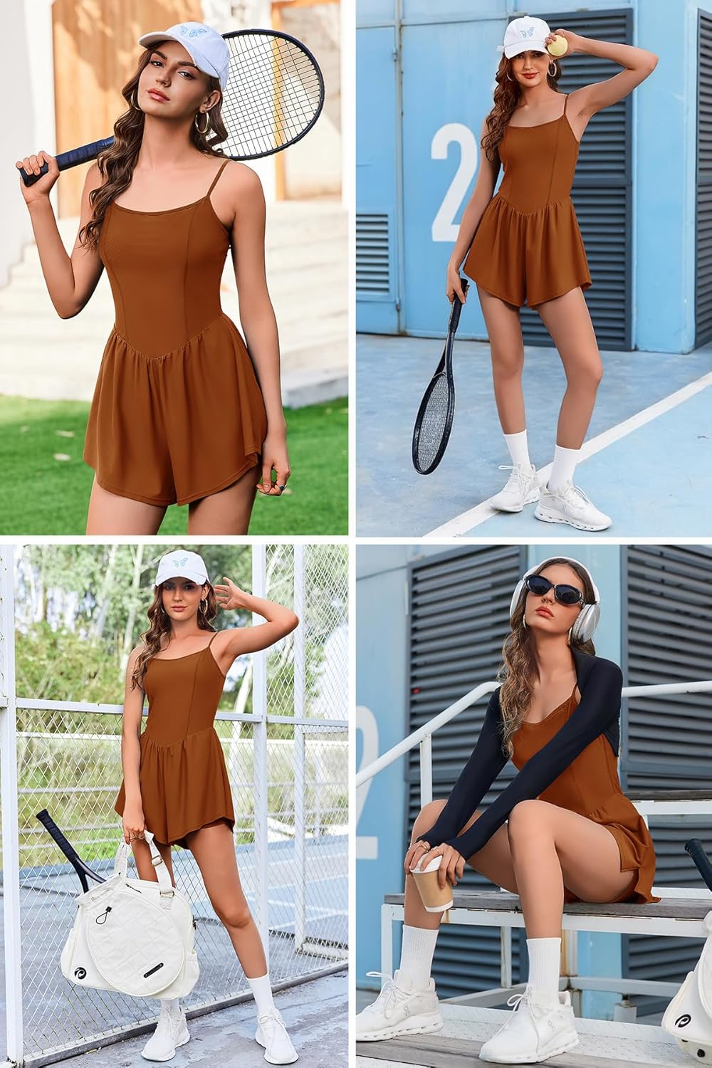 Ekouaer Womens Summer Sleeveless Workout Rompers Athletic Jumpsuit Double Lined Shorts One Piece Gym Yoga Clothes XS-XL - Image 3