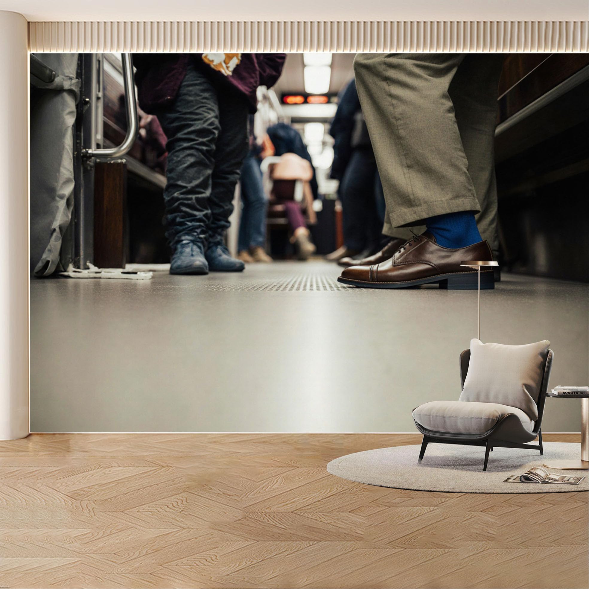 Custom Wall Mural Wallpaper Subway Train Interior Urban Scene Removable SelfAdhesive Large Photo for Living Room， Bedroom， Office