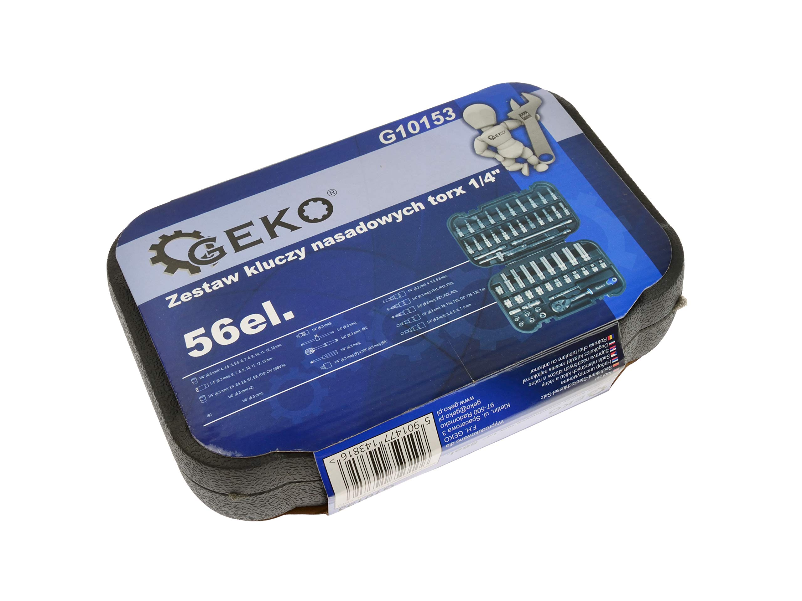 BSD Set di Chiavi a Bussola - Douilles 6 punte, Bussole TORX, Inserti di Avvitatore, Chiave a Cricchetto 1/4”, Maniglia Scorrevole - 56 Pezzi