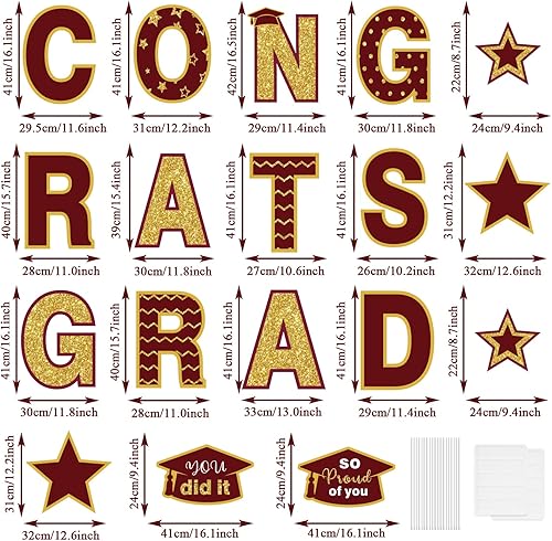 Miniatura 3 de Juego de 18 letreros de graduación para patio, decoraciones de felicitaciones, graduación, césped, clase de 2023, letreros de patio con 22 estacas